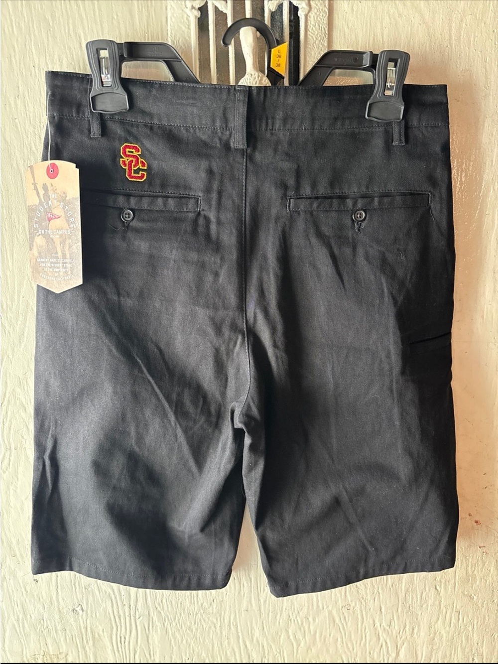 Black Men's Cargo Shorts with Embroidered Logo